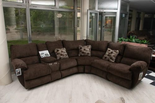 Relax sarokkanapé közbenső karfa nélkül - szélső ülések motorosak - barna szövet kárpittal - Elliot