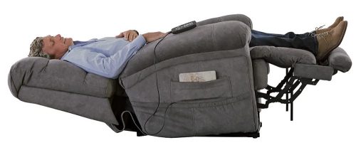 Longevity fotel - két motoros felállást segítő fekvő fotel XL méretben grafitszürke Microfiber kárpittal raktárról