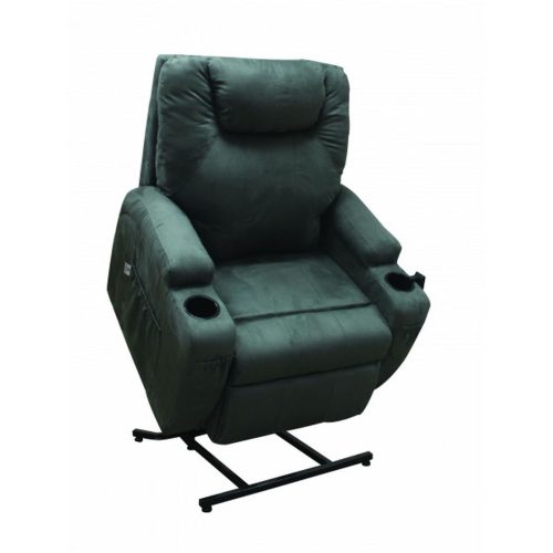 Felállást segítő XL terhelhetőségű fotel italtartós karfával titánzöld Microfiber kárpittal - Oliver