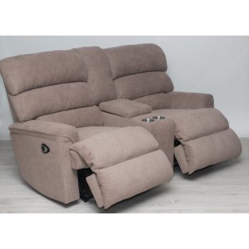   Kis méretű motoros házimozi kanapé világosbarna szövet kárpittal raktárról - Preston2