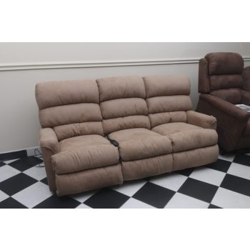   3 személyes full relax motoros kanapé Suede világosbarna szövet kárpittal raktárról - Preston2