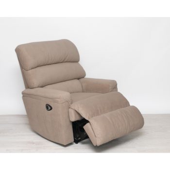   Kis méretű forgó fotel motoros - hintázó talppal, világosbarna szövet kárpittal raktárról - Preston2