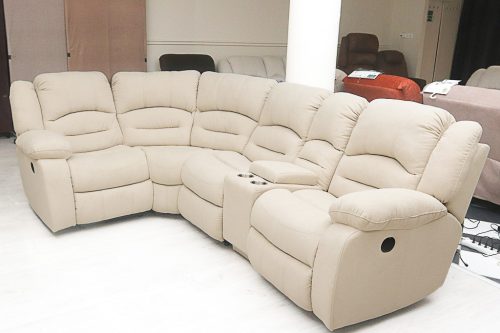 L alakú mozis sarokkanapé relax ülésekkel Bronx beige szövet kárpittal raktárról - Tessin