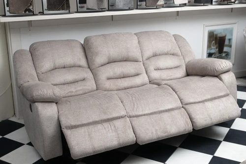 3 személyes motoros full relax kanapé kézi működésű középső üléssel Buklé drapp szövet kárpittal raktárról - Tessin