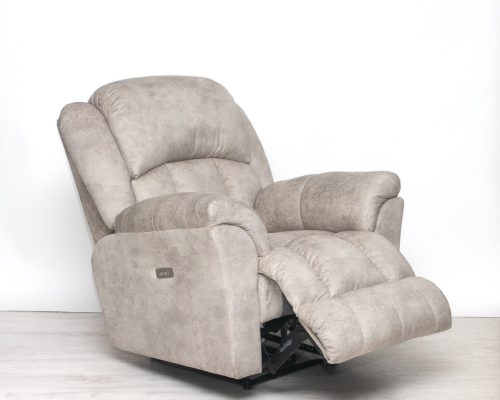 Elektromos fotel fix talppal Jade bézs színű rusztikus hatású microszálas bársony kárpittal raktárról - Gilmore