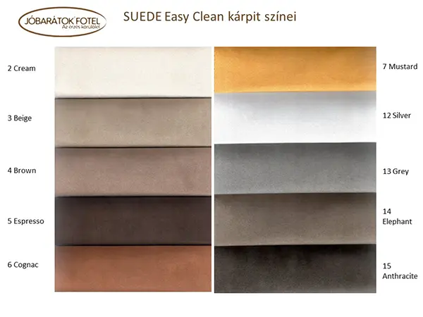 Suede Easy Clean microfiber szinek