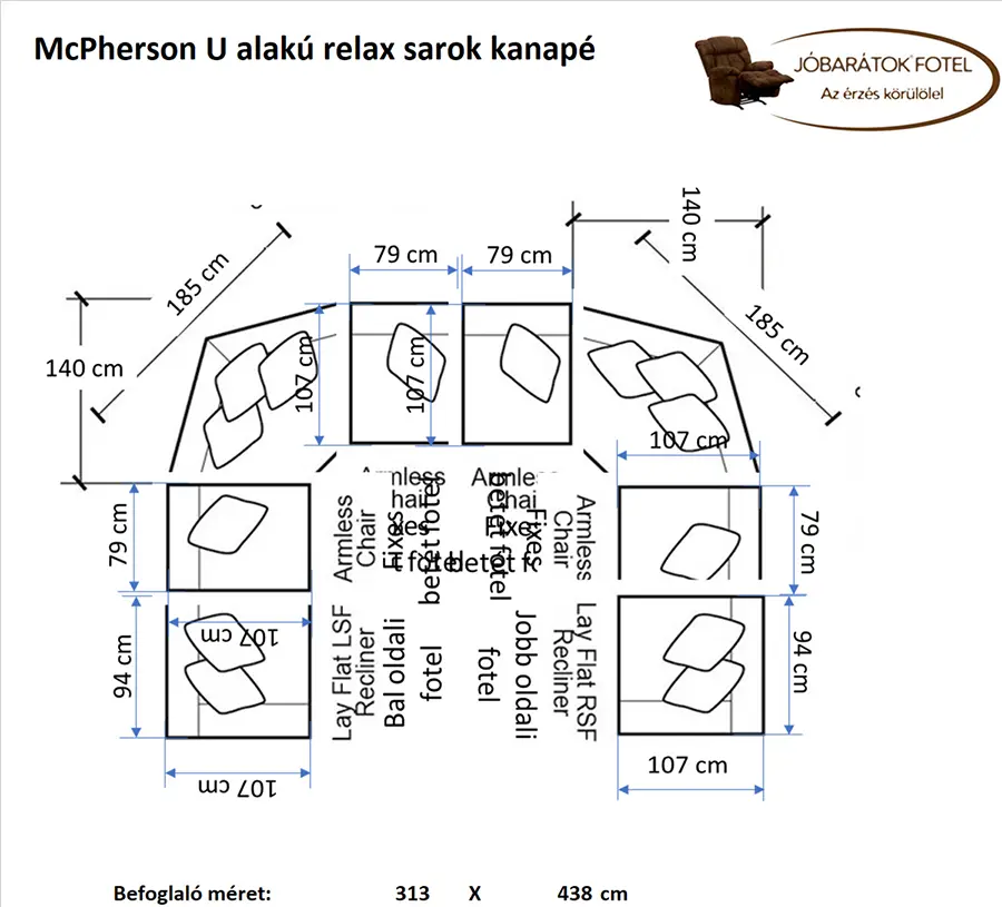 U alakú relax sarokgarnitúra