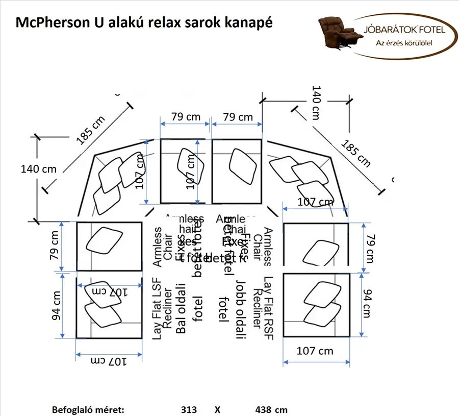 U alakú relax sarokkanapé